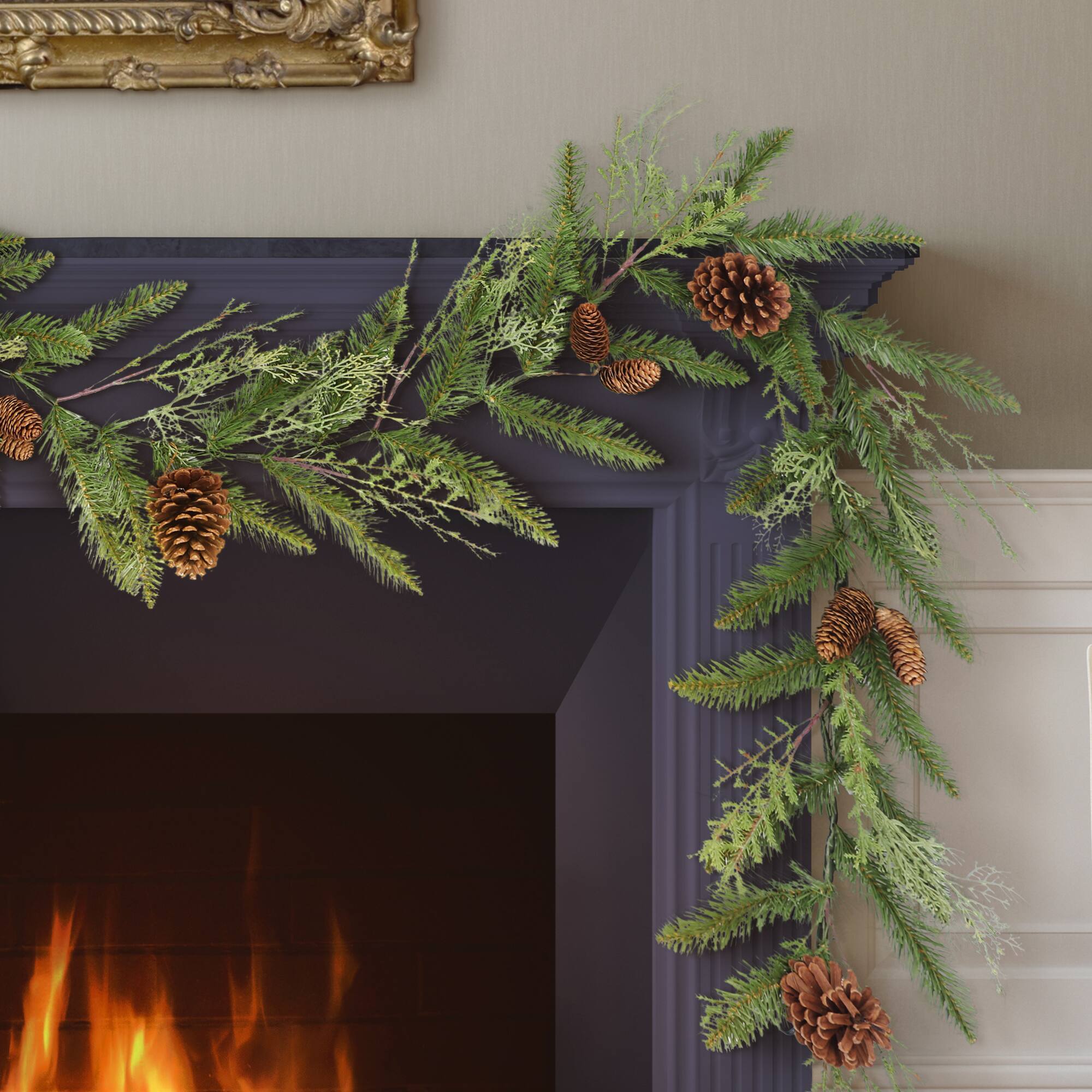 6 Pack: 9ft. Green Cypress Spring Garland with Pinecones